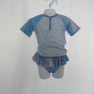 Disney Frozen II Girl's Size 4T Blue & Purple 2 Piece Swim Suit - Iridescent